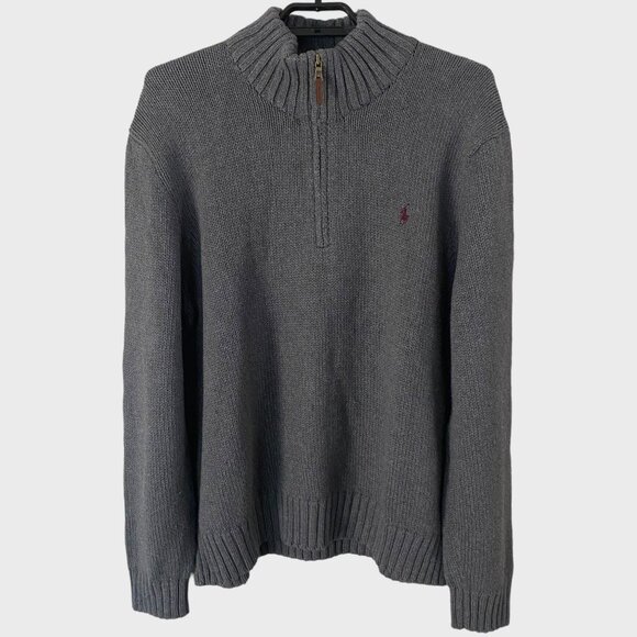 Polo By Ralph Lauren Estate-Rib Half-Zip Gray Men's XXL Knit Pullover Sweater - Picture 1 of 11